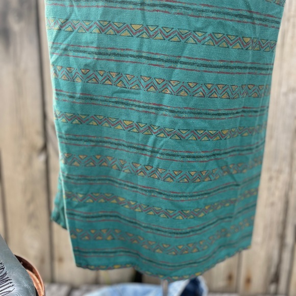 SOUTHWESTERN GREEN PATTERNED COTTON WRAP SKIRT SIZE SM-LG GREAT FOR BEACH - Picture 7 of 14